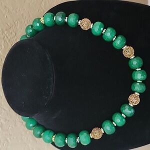 Vintage Green Agate Gemstone Knotted Necklace